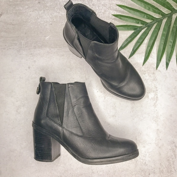 OFFICE London Black Heeled Ankle Booties Size 37 - Picture 2 of 8